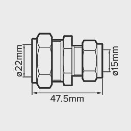 Brass Compression Reducing Coupler 22mm x 15mm 68500