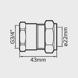 Brass Compression Adapting Female Coupler 22mm x 3/4&quot; 81402