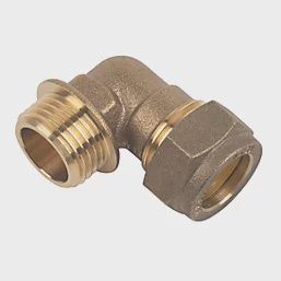 Brass Compression Adapting 90° Male Elbow 15mm x 1/2&quot; 44344
