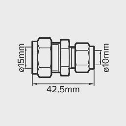 Brass Compression Reducing Coupler 15mm x 10mm 51238
