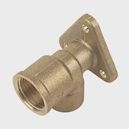 Brass End Feed Adapting 90° Wall Plate Elbow 15mm x 1/2&quot; 91665