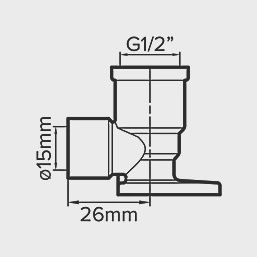 Brass End Feed Adapting 90° Wall Plate Elbow 15mm x 1/2&quot; 91665