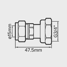 Brass Compression Straight Tap Connector 15mm x 3/4&quot; 36420