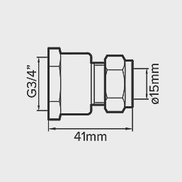 Brass Compression Adapting Female Coupler 15mm x 3/4&quot; 38542