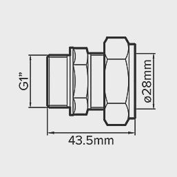 Brass Compression Adapting Male Coupler 28mm x 1&quot; 96008