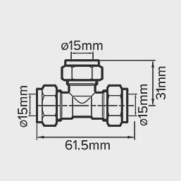 Brass Compression Equal Tee 15mm 21800