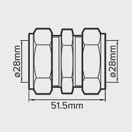 Brass Compression Equal Coupler 28mm 80564