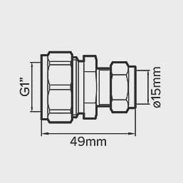 Brass Compression Reducing Lead to Copper Coupler 7lb 1&quot; x 15mm 53125
