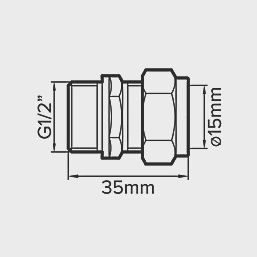 Brass Compression Adapting Male Coupler 15mm x 1/2&quot; 67110
