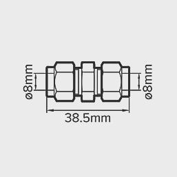 Brass Compression Equal Coupler 8mm 20317