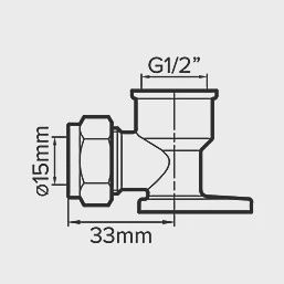 Brass Compression Adapting 90° Wall Plate Elbow 15mm x 1/2&quot; 87929