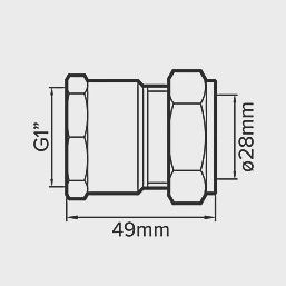 Brass Compression Adapting Female Coupler 28mm x 1&quot; 96133