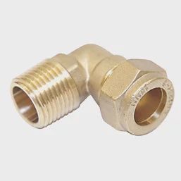 Brass Compression Adapting Male Elbow 15mm x 1/2&quot; 355KR
