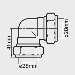 Brass Compression Equal 90° Elbow 28mm 21273