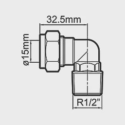 Brass Compression Adapting Male Elbow 15mm x 1/2&quot; 355KR