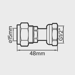 Brass Compression Straight Tap Connector 15mm x 1/2&quot; 69147