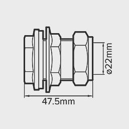 Brass Compression Tank Connector 22mm 36982