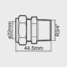 Brass Compression Adapting Male Coupler 22mm x 3/4&quot; 286KR