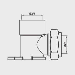 Brass Compression Adapting 90° Wall Plate Elbow 22mm x 3/4&quot; 993KR