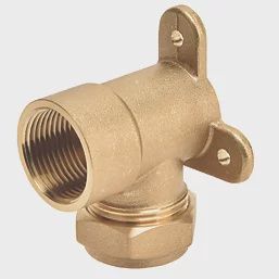 Brass Compression Adapting 90° Wall Plate Elbow 22mm x 3/4&quot; 993KR