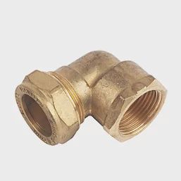 Brass Compression Adapting 90° Female Elbow 22mm x 3/4&quot; 26721