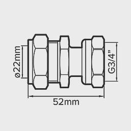 Brass Compression Straight Tap Connector 22mm x 3/4&quot; 88221