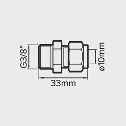 Brass Compression Adapting Male Coupler 10mm x 3/8" 58561