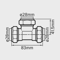 Brass Compression Equal Tee 28mm 31979
