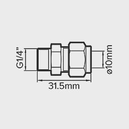 Brass Compression Adapting Male Coupler 10mm x 1/4&quot; 62592