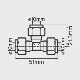 Brass Compression Equal Tee 10mm 37235