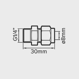 Brass Compression Adapting Male Coupler 8mm x 1/4&quot; 62371