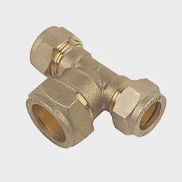 Brass Compression Reducing Tee 15mm x 15mm x 22mm 67013