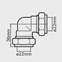 Brass Compression Equal 90° Elbows 22mm 2 Pack 65393