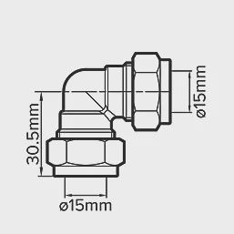 Brass Compression Equal 90° Elbows 15mm 2 Pack 91568