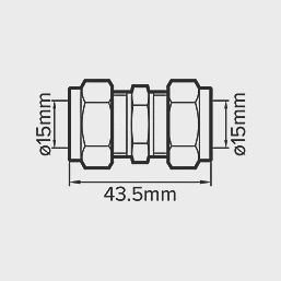 Brass Compression Equal Couplers 15mm 2 Pack 95828