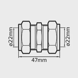 Brass Compression Equal Couplers 22mm 2 Pack 66818