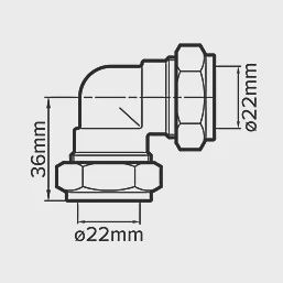 Brass Compression Equal 90° Elbows 22mm 10 Pack 38308