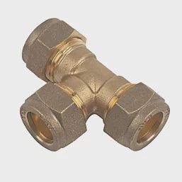 Brass Compression Equal Tees 15mm 10 Pack 36637
