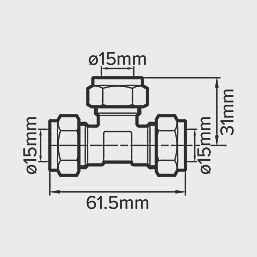 Brass Compression Equal Tees 15mm 10 Pack 36637