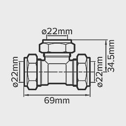 Brass Compression Equal Tees 22mm 2 Pack 87533