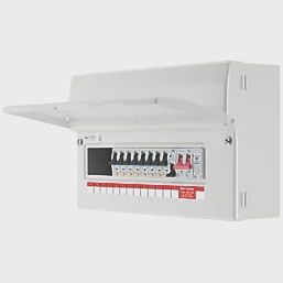 British General Fortress 16-Module 12-Way Part-Populated Main Switch Consumer Unit with SPD