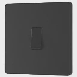 British General Evolve 20 A 16AX 1-Gang 2-Way Light Switch Matt Black with Black Inserts