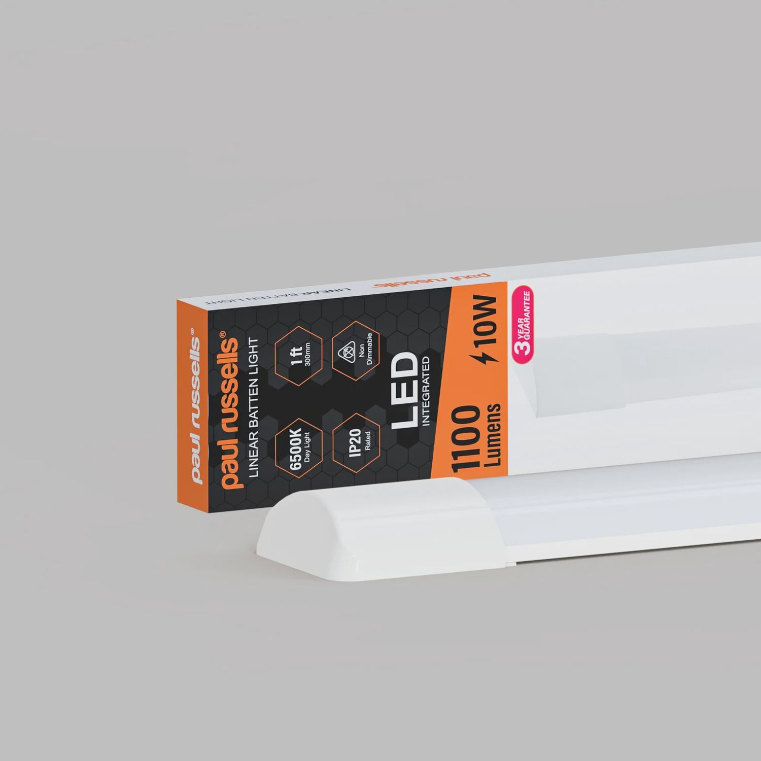 10W LED Batten Light, 1ft Ceiling Fitting Tube Light, 1100 Lumen, 6500K Day Light, Fluorescent Lighting Replacement