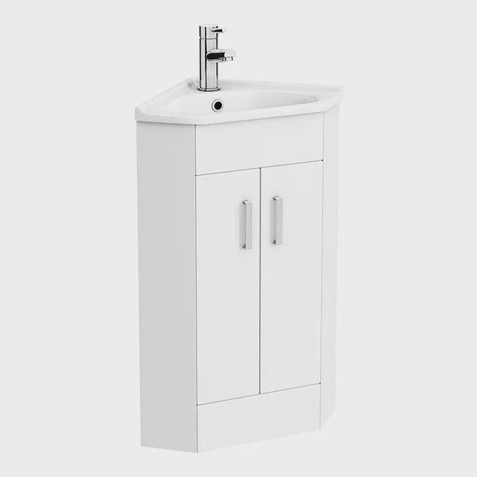 High Gloss White Corner Cabinet Vanity Unit with Basin