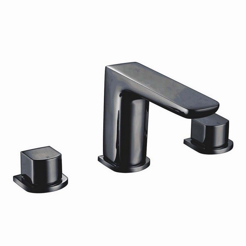 Scudo Muro Three Tap Hole Basin Mixer in Matt Black
