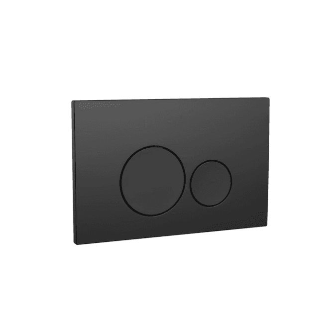 Rectangular Flush Plate With Dual Round Flush Buttons - Black