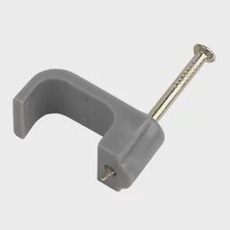 BG Grey Flat Single Cable Clips 6mm 100 Pack