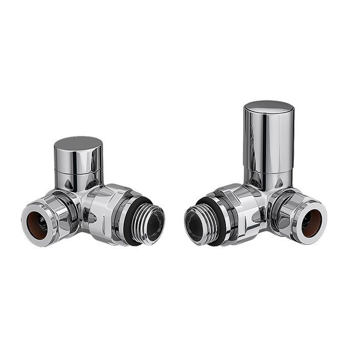 Round Corner Angled Radiator Valve Chrome