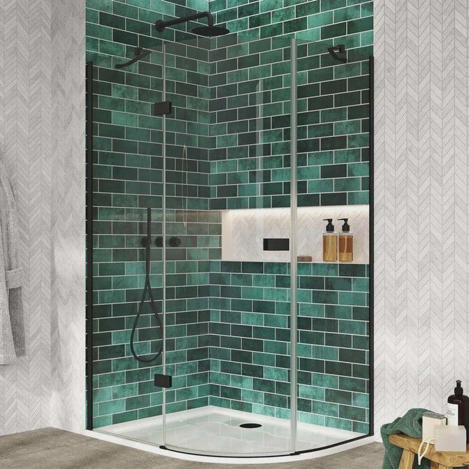 Scudo Dawn Athena Black Hinged Offset Quadrant Shower Enclosure - 1200 x 800mm