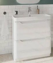 Scudo Ella White Freestanding Vanity Unit with Basin 800mm